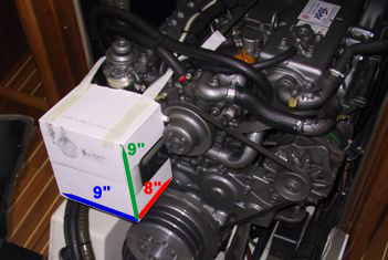 Sample Box on Engine to check for room to mount second alternator