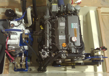 ZRD DC Genset (12vdc 220amp) rear view installed on 46RK ... Contact ZRD or Hake Yachts for Details.